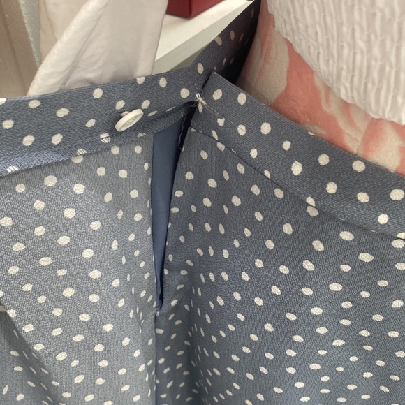 Max Studio Periwinkle Blue Polkadot Faux Wrap Midi Skirt Size S - Picture 4 of 5